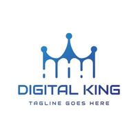 création de logo roi couronne de technologie numérique vecteur
