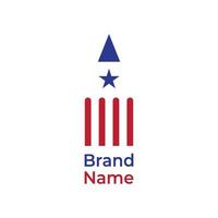 drapeau américain dans la création de logo au crayon vecteur