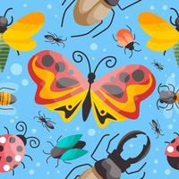 dessin animé bug et insecte modèle sans couture vecteur