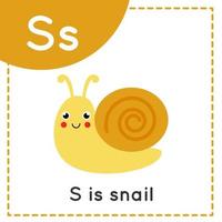 apprendre l'alphabet anglais pour les enfants. des lettres. escargot de dessin animé mignon. vecteur