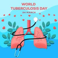 illustration de la journée mondiale de la tuberculose avec un stéthoscope enroulé autour des poumons vecteur