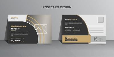 conception minimale de modèle de carte postale immobilière vecteur