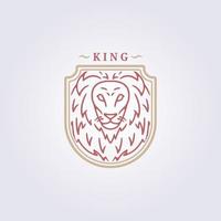 insigne de leo de ligne, icône de tête de visage de lion roi signe symbole logo modèle illustration vectorielle conception d'étiquette d'arrière-plan vecteur