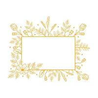 rectangle dessin au trait conception fleur feuille cadre salutation carte d'invitation vecteur