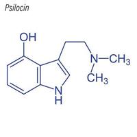 formule squelettique vectorielle de la psilocine. molécule chimique du médicament. vecteur