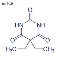 formule squelettique vectorielle du barbital. molécule chimique du médicament. vecteur