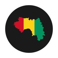 Carte de Guinée silhouette avec drapeau sur fond noir vecteur