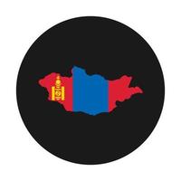 Mongolie carte silhouette avec drapeau sur fond noir vecteur