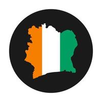 Côte d'Ivoire carte silhouette avec drapeau sur fond noir vecteur