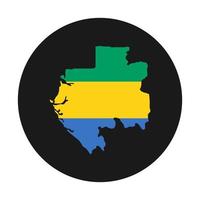 Gabon carte silhouette avec drapeau sur fond noir vecteur