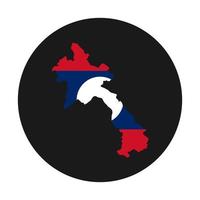 Laos carte silhouette avec drapeau sur fond noir vecteur