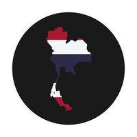 Thaïlande carte silhouette avec drapeau sur fond noir vecteur