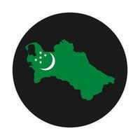 Carte du Turkménistan silhouette avec drapeau sur fond noir vecteur