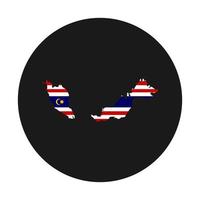 Kuala lumpur map silhouette avec drapeau sur fond noir vecteur