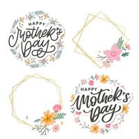 lettrage de bonne fête des mères. illustration vectorielle de calligraphie à la main. carte de fête des mères avec des fleurs