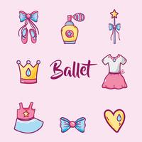 set ballet accesories decoration design vecteur