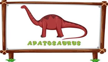 modèle de cadre avec dinosaures et texte apatosaurus design à l'intérieur vecteur