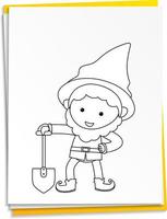 gnome dessiné à la main sur papier vecteur