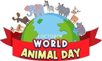 logo de la journée mondiale des animaux avec des animaux africains vecteur