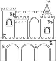 châteaux médiévaux doodle contour à colorier vecteur