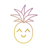 ligne kawaii mignon ananas heureux vecteur