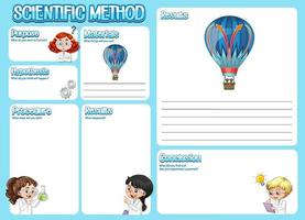la feuille de travail de la méthode scientifique pour les enfants vecteur