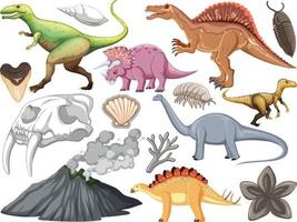 ensemble de différents animaux dinosaures préhistoriques vecteur