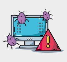 ordinateur avec virus dans les informations système vecteur