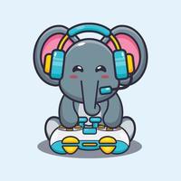 éléphant mignon jouer à un jeu illustration vectorielle de dessin animé vecteur
