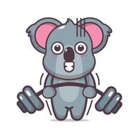 koala mignon soulevant des haltères illustration vectorielle de dessin animé vecteur