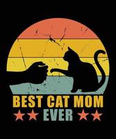 meilleure conception de t-shirt rétro vintage maman chat jamais vecteur