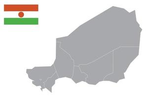 carte du niger. drapeau nigérien. icône plate symbole illustration vectorielle vecteur