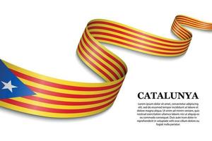 agitant le drapeau de l'indépendantiste catalan - estelada vecteur