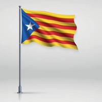 agitant le drapeau de l'indépendantiste catalan - estelada vecteur