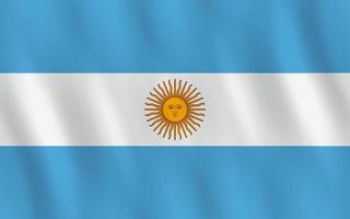 drapeau argentin avec effet ondulant, proportion officielle. vecteur