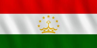 drapeau du tadjikistan avec effet ondulant, proportion officielle. vecteur