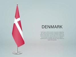Danemark drapeau suspendu sur le stand. modèle de bannière de conférence vecteur