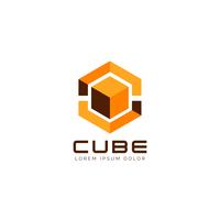 Logo jaune de cube vecteur