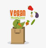 Création de logo alimentaire végétalien. vecteur