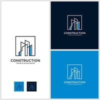 concept de conception de logo de construction moderne, architectural, bâtiment vecteur premium