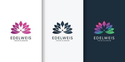 logo edelweis avec vecteur premium de concept de fleur dégradé moderne