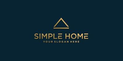 logo de maison simple avec vecteur premium de concept minimaliste moderne doré