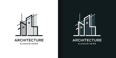 logo d'architecture partie 2 avec style d'art en ligne, bâtiment, unique, vecteur premium