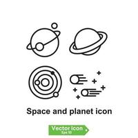 icône de l'espace et de la planète. planètes icônes linéaires concept d'univers isolé vecteur