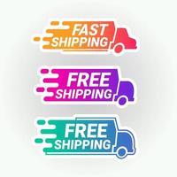 insigne de logo de camion de livraison livraison gratuite vecteur