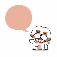 personnage de dessin animé chien shih tzu heureux avec bulle de dialogue vecteur