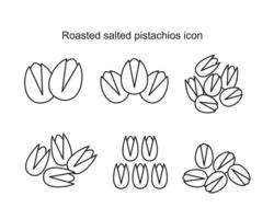 icône de pistaches salées grillées. pistache isolé vecteur icône noire et sa version couleur