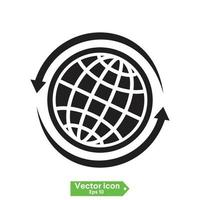 icônes de globe carte planète. symboles de terre vectoriels, pictogrammes de globus du monde, symbole de géographie à l'échelle du voyageur ou jeu d'icônes d'exploration de l'espace écologique vecteur