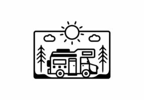 illustration d'art en ligne de camping-car vecteur