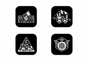 couleur noir et blanc de l'icône de collection de jeu automobile vecteur